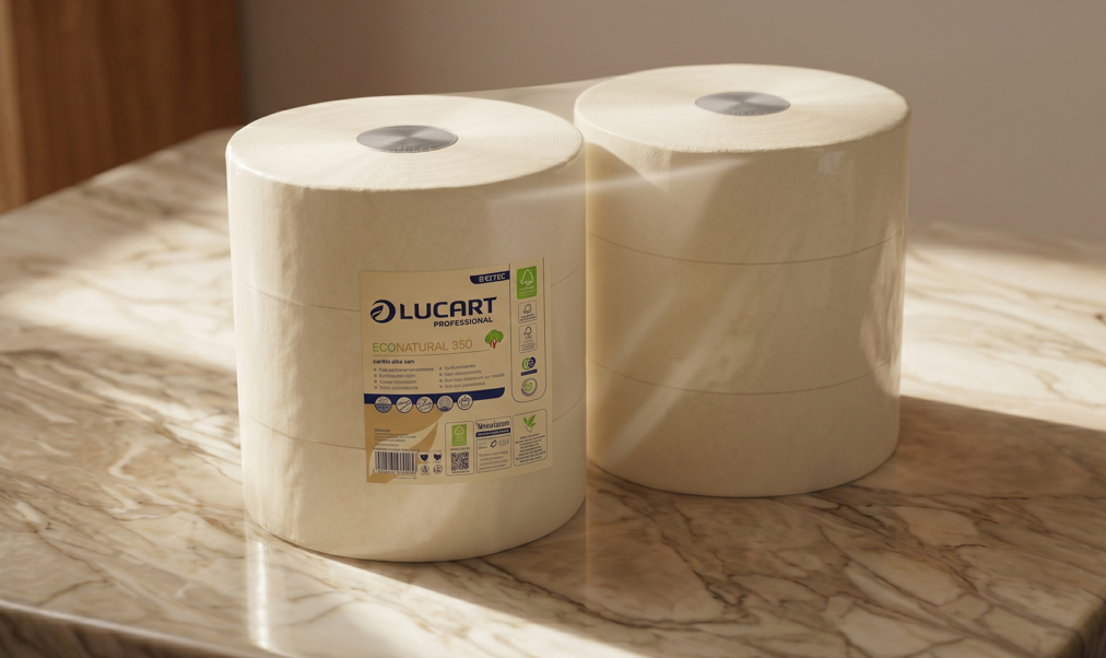 Papier hygiénique recyclé en grands rouleaux